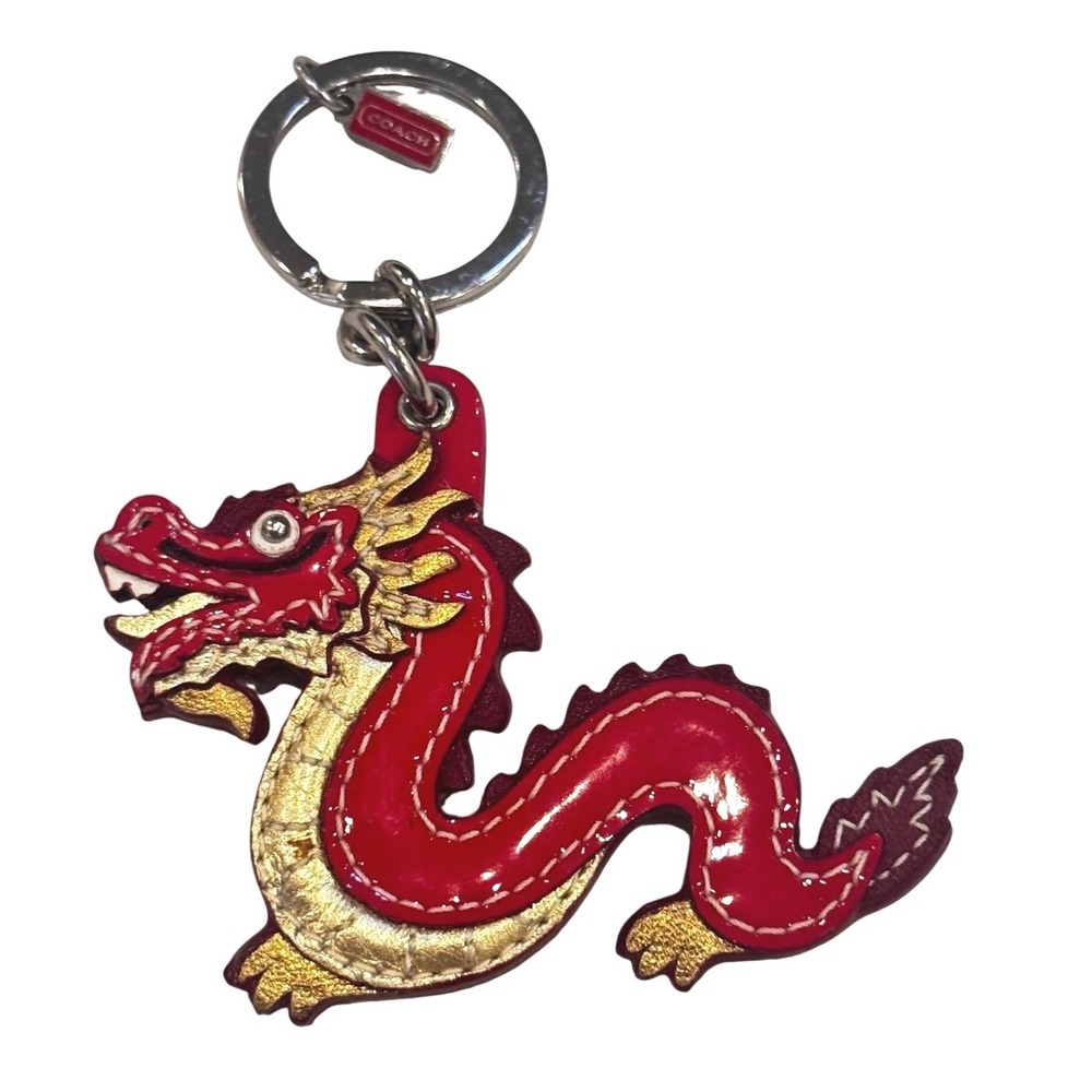 Coach Red Gold Leather‎ Key Fob Year Of The Dragon New Year 2012 Zhang Lan RARE